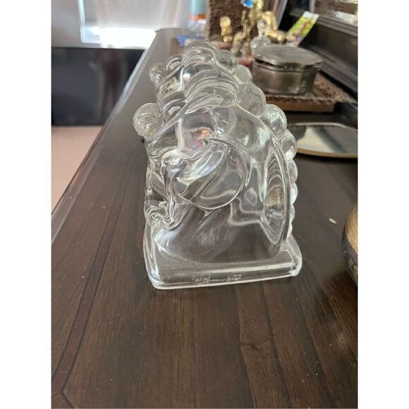 Vintage Mid Century Modern Glass Horse Bookends rare cottage primitive decor - Picture 1 of 3